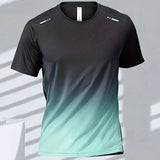 Men's T-Shirts Sports Fitness Sportswear Quick-Drying Gradient Short Sleeve Tops Outdoor Basketball Training Running Men Clothes