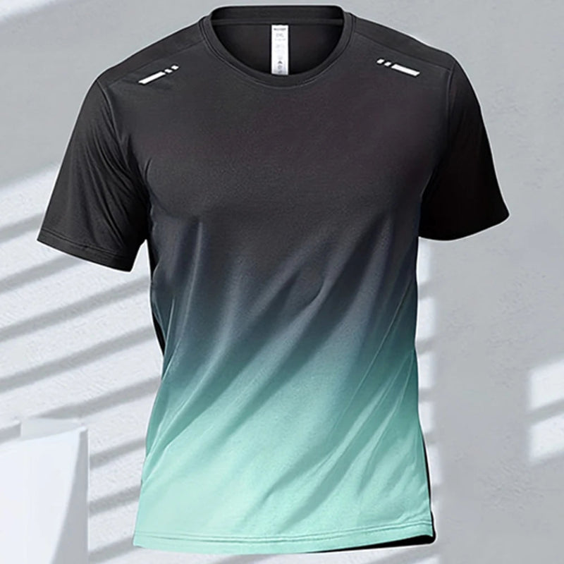 Men's T-Shirts Sports Fitness Sportswear Quick-Drying Gradient Short Sleeve Tops Outdoor Basketball Training Running Men Clothes