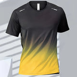 Men's T-Shirts Sports Fitness Sportswear Quick-Drying Gradient Short Sleeve Tops Outdoor Basketball Training Running Men Clothes