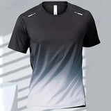 Men's T-Shirts Sports Fitness Sportswear Quick-Drying Gradient Short Sleeve Tops Outdoor Basketball Training Running Men Clothes