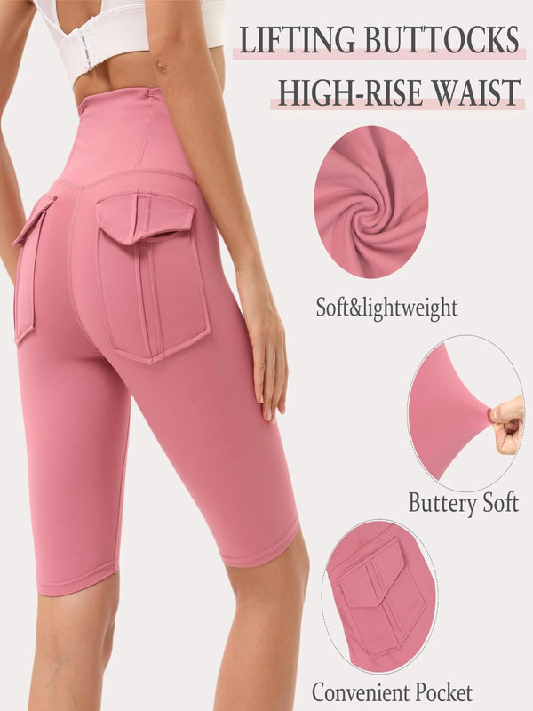 Women Yoga Legging Short High Waist Fitness Quick Drying Cycling Workout Gym Shorts Breathable sports pants with Butt pocket