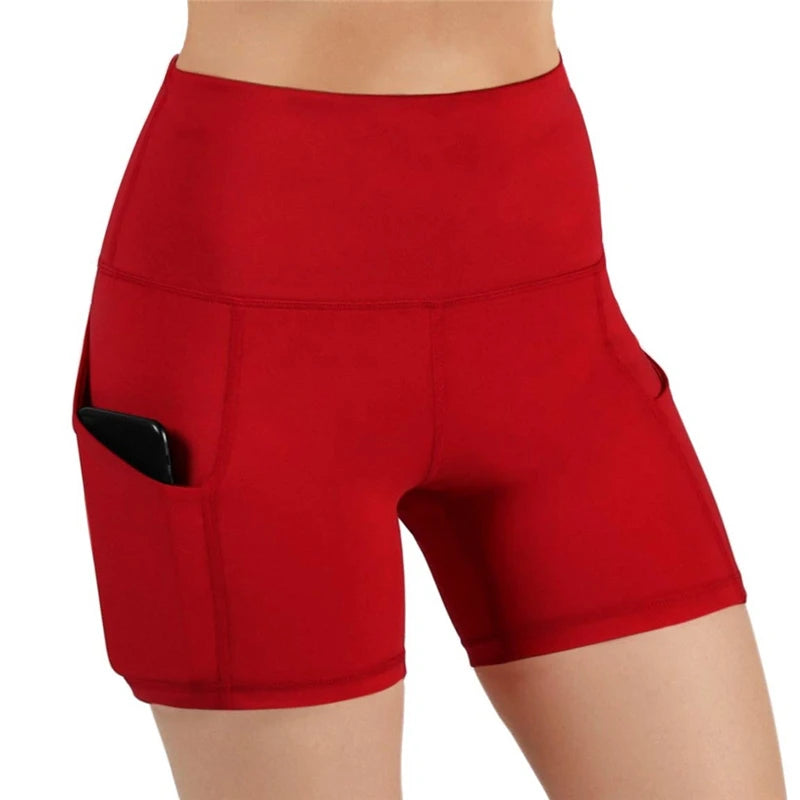 Women gym shorts High Waist Lifting Push Up Tight Yoga Cycling biker shorts Phone Pocket Jogging Running Fitness Short Pant lady Yoga Essentials Here