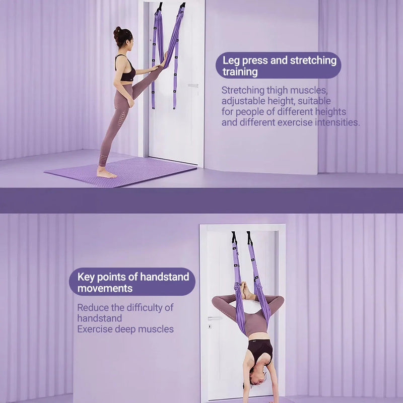 Aerial Yoga Strap Pull Rope Woman Hammock Stretch Leg Splits Trainer Female Gym Belt Aerial Hammock Swing Stretching Inversion Yoga Essentials Here