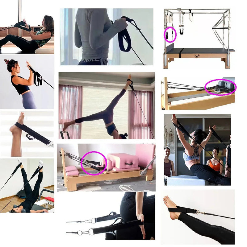 Double Ring Elastic Yoga Pilates Bed Exercise Accessory Ankle Buckle Pilates Stretch Strap Resistance Band elastic cord Yoga Essentials Here