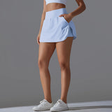 Fashion Women Tennis Skirts 2 in 1 Dry Quick High Waist Shorts Fitness Running Golf Badminton Anti Exposure Skirt Gym Sportswear