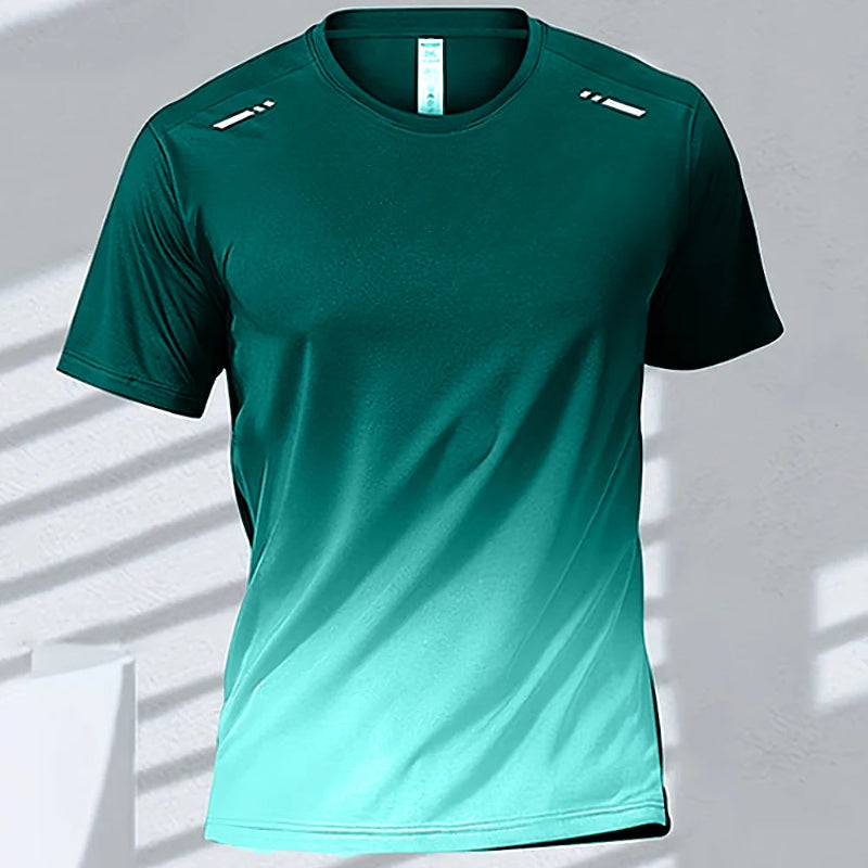 Men's T-Shirts Sports Fitness Sportswear Quick-Drying Gradient Short Sleeve Tops Outdoor Basketball Training Running Men Clothes