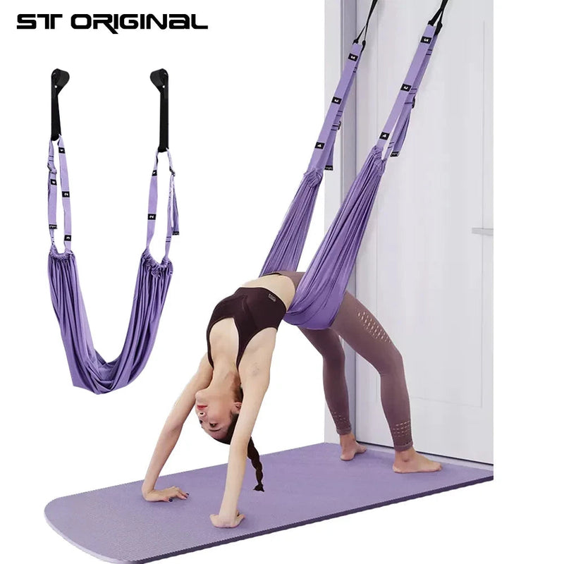 Aerial Yoga Strap Pull Rope Woman Hammock Stretch Leg Splits Trainer Female Gym Belt Aerial Hammock Swing Stretching Inversion Yoga Essentials Here