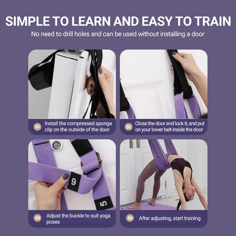 Aerial Yoga Strap Pull Rope Woman Hammock Stretch Leg Splits Trainer Female Gym Belt Aerial Hammock Swing Stretching Inversion Yoga Essentials Here