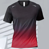 Men's T-Shirts Sports Fitness Sportswear Quick-Drying Gradient Short Sleeve Tops Outdoor Basketball Training Running Men Clothes