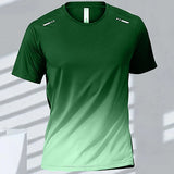 Men's T-Shirts Sports Fitness Sportswear Quick-Drying Gradient Short Sleeve Tops Outdoor Basketball Training Running Men Clothes