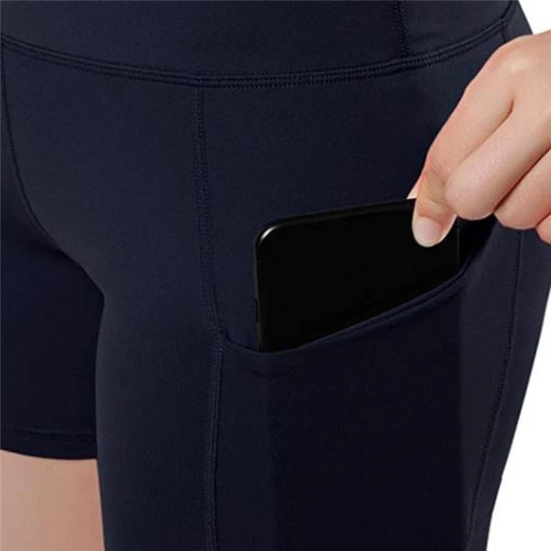 Women gym shorts High Waist Lifting Push Up Tight Yoga Cycling biker shorts Phone Pocket Jogging Running Fitness Short Pant lady Yoga Essentials Here