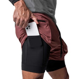 Men Running Shorts Double-Layer Fake Two Cargo Pockets Outdoor Leisure Fitness Marathon