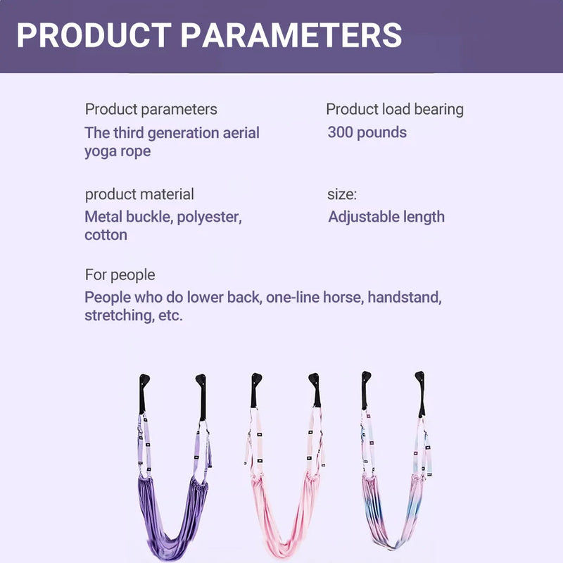 Aerial Yoga Strap Pull Rope Woman Hammock Stretch Leg Splits Trainer Female Gym Belt Aerial Hammock Swing Stretching Inversion Yoga Essentials Here