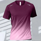 Men's T-Shirts Sports Fitness Sportswear Quick-Drying Gradient Short Sleeve Tops Outdoor Basketball Training Running Men Clothes