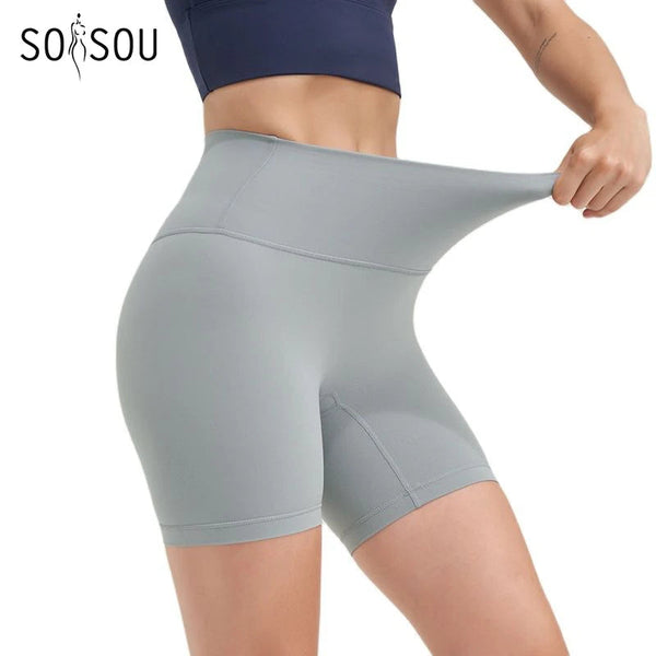 SOISOU Nylon Women's Shorts Gym Yoga Shorts Leggings High Waist Elastic Tight Breathable No Awkward Lines Women's Cycling Shorts Yoga Essentials Here
