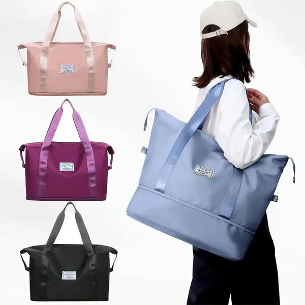 Women's Travel Tote Expandable Capacity Waterproof Dry Wet Separation Travel Bag Large Capacity Storage Luggage Handbag