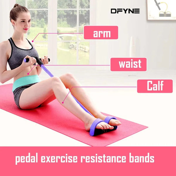 4 Heavy Duty Elastic Pull Ropes Rower Exerciser Belly Resistance Band Home Gym Fitness Equipment for Sports Training