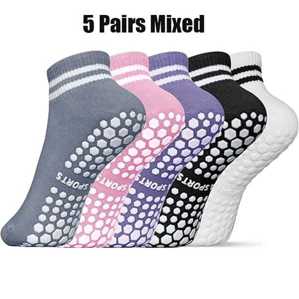 Yoga Socks for Women Double Stripes Socks Non Slip Pilates Yoga Grip Socks Women Sport Gym Workout Athletic Short Socks