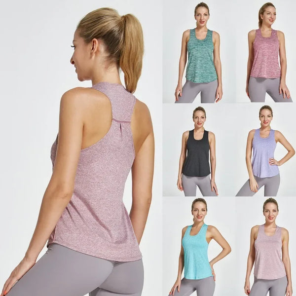 Women Gym Yoga Vest Athletic Fitness Sports Tank Tops Quick Dry Running Blouse Workout Tops Sleeveless Back Yoga Shirts Gym Top