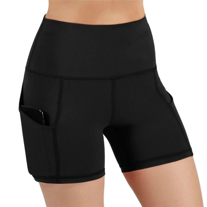 Women gym shorts High Waist Lifting Push Up Tight Yoga Cycling biker shorts Phone Pocket Jogging Running Fitness Short Pant lady Yoga Essentials Here